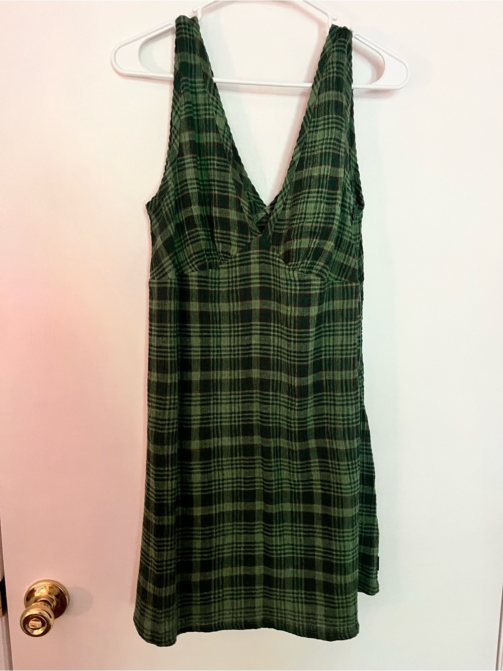 Afends Green Lonnie seersucker dress